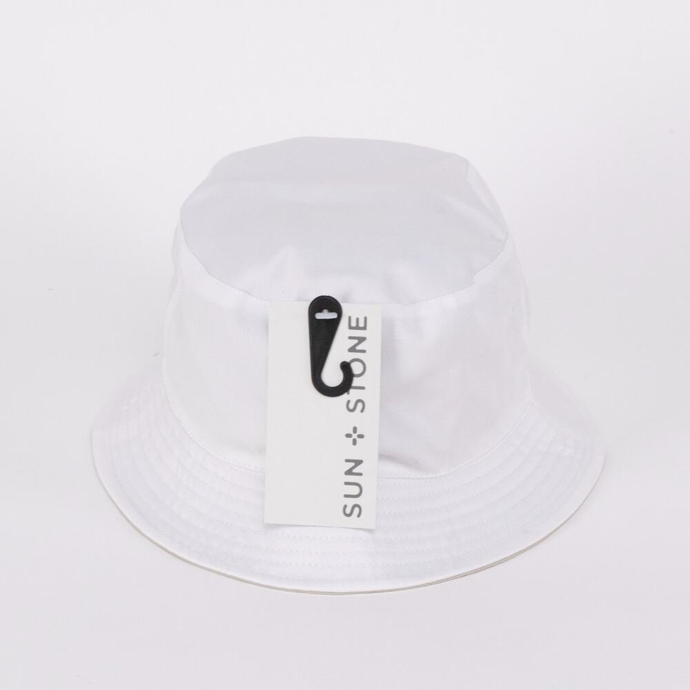 Sun + Stone Men Solid Bucket Hat White/Tan One Size